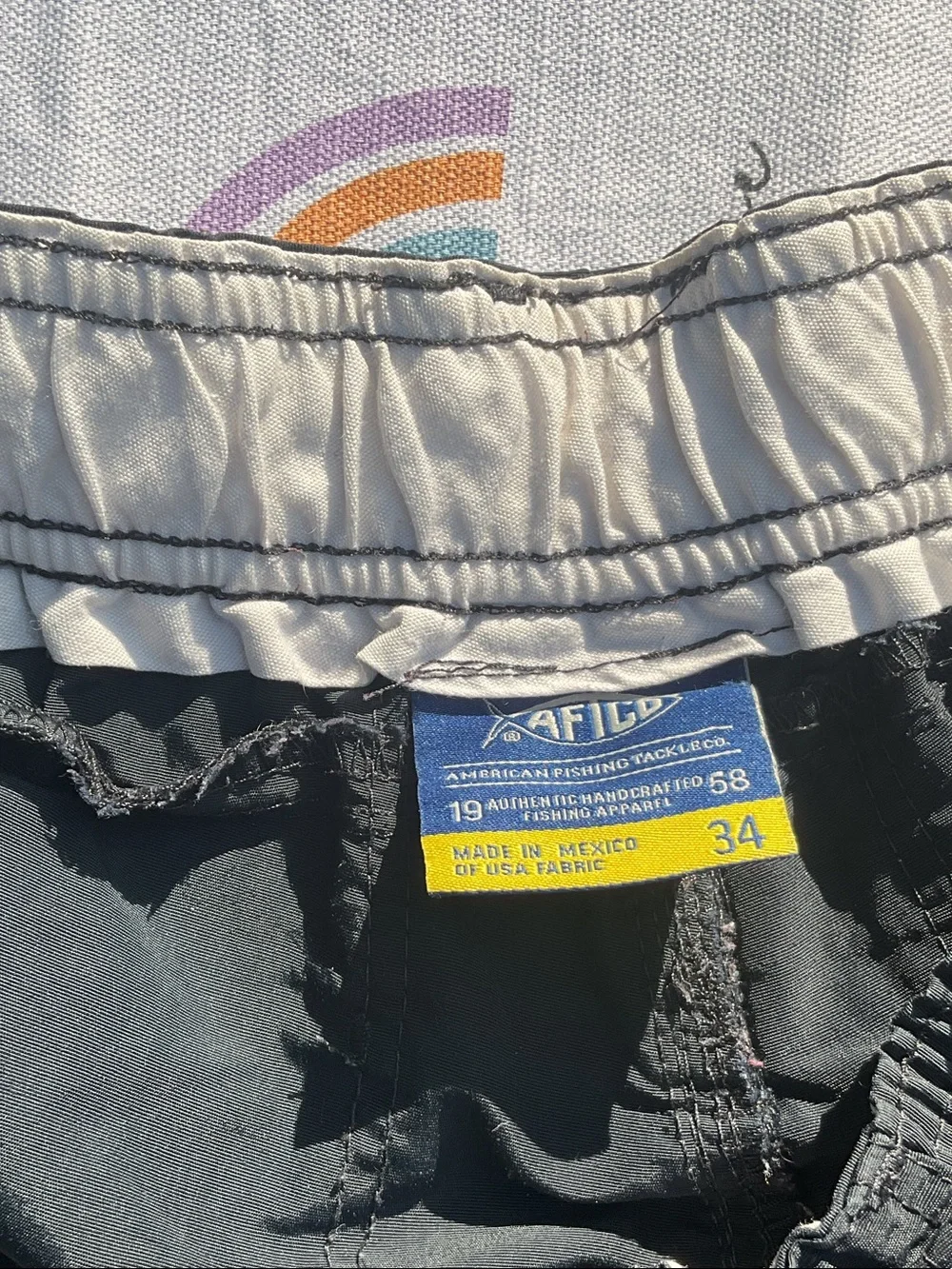 AFTCO Black Elastic Waist Cargo Shorts